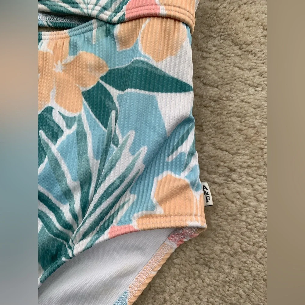 Abercrombie Kids Size 7/8 One Piece Floral Swimsuit Cutouts Blue Pink Beach